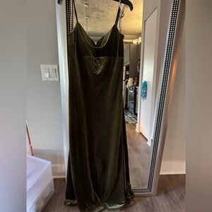 Jenny Yoo Sammi Velvet Dress in Olive